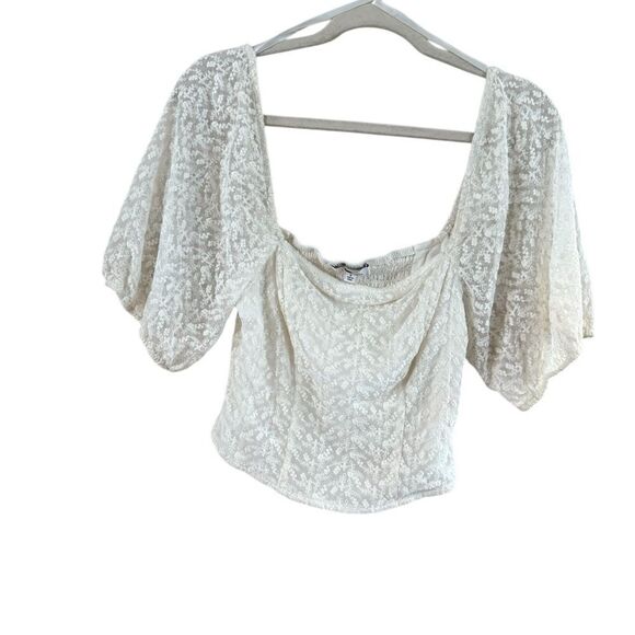 Louna Rent The Runway White Puff Sleeve Crop Top - Picture 3 of 10